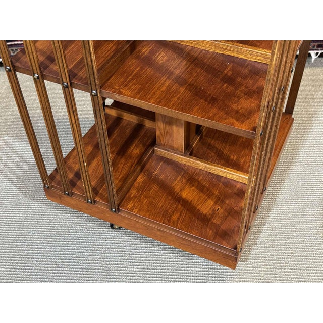 English Revolving Bookcase in Yew Wood, 1970s For Sale - Image 6 of 13