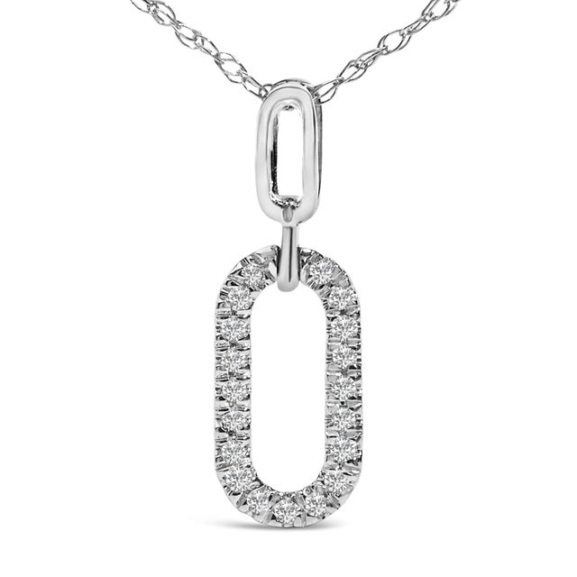 Contemporary 14K White Gold Diamond Accent Paperclip Pendant Necklace For Sale - Image 3 of 4