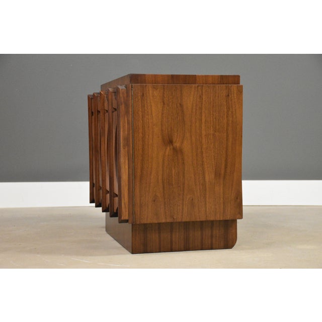 Mid-Century Modern 1970s Refinished Walnut Brutalist Nightstand For Sale - Image 3 of 8