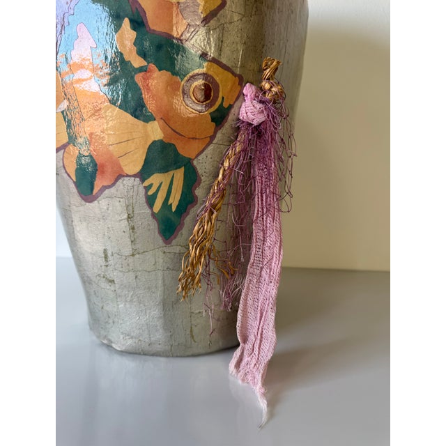 Paper 1980’s Vintage “Sea Jewel Ii” Handmade and Hand-Painted Papier Mâché Vase, Signed For Sale - Image 7 of 12