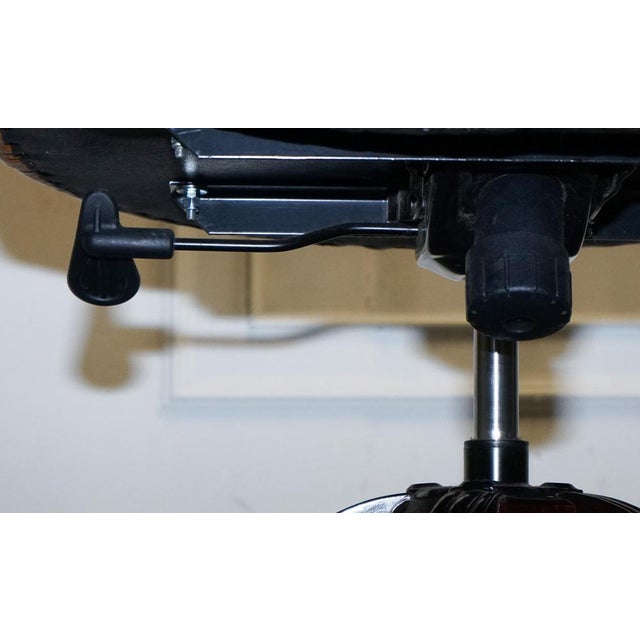 Fully Cigar Brown Leather Chesterfield Captains Office Swivel Armchair For Sale - Image 9 of 18