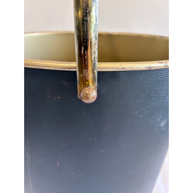 Mid-Century Modern Vintage Mid-Century Black & Gold Wastebasket With Handle For Sale - Image 3 of 12