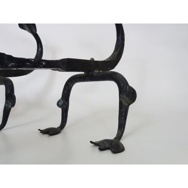 Metal Wrought Iron Dragon Andirons, 1940s, Set of 2 For Sale - Image 7 of 10