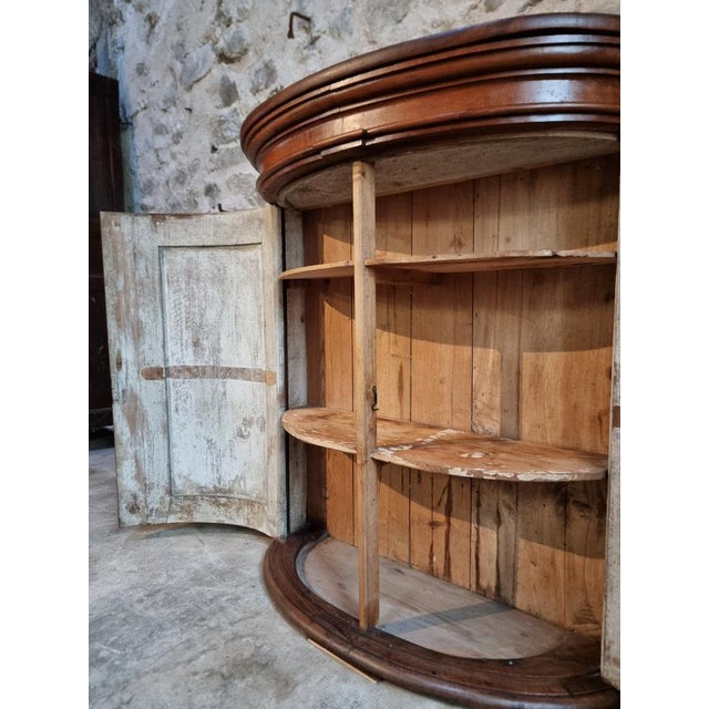 Antique French Château Walnut Demi-Lune Cabinet, Late 18th Century For Sale - Image 9 of 18