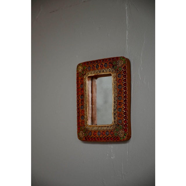 Handcrafted Ceramic Wall Mirror, Vallauris, 1960s For Sale - Image 6 of 10