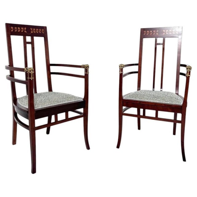 Wood Art Nouveau Chairs by Carlo Zen, Italy, 1900s, Set of 2 For Sale - Image 7 of 7