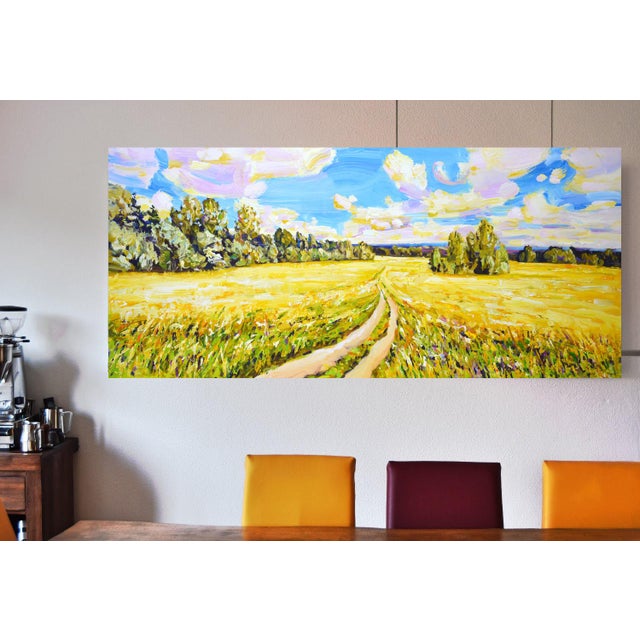 August. Yellow Field.Modern Original Painting. For Sale - Image 9 of 10