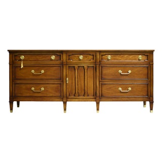 Mid Century Transitional 9 Drawer Lowboy Dresser by Drexel For Sale