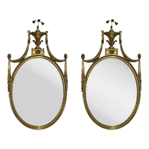 Pair of Adams Style Giltwood Wall Mirrors, Console or Commode Mirrors