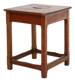 Industrial Square Wooden Stool with Handle, Belgium, 1920s