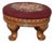 Footstool ~ Vintage French Country Burgundy Floral Round Needlepoint Footstool#2 For Sale