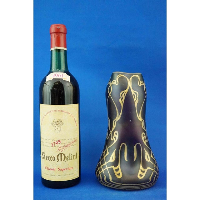 Black Purple Blown Glass Vase with Gold Decorations by Julius Camillo De Maess, 1890s For Sale - Image 8 of 18