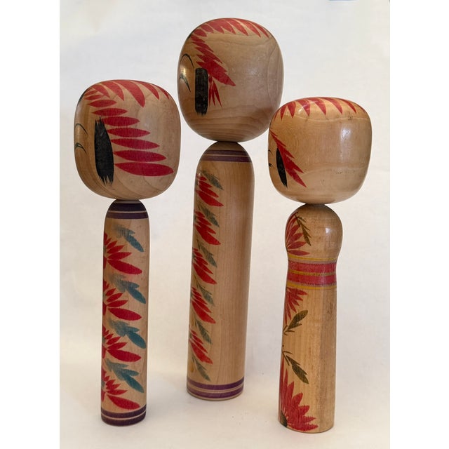 Three Vintage Naroku Kokeshi Dolls For Sale In Chicago - Image 6 of 12