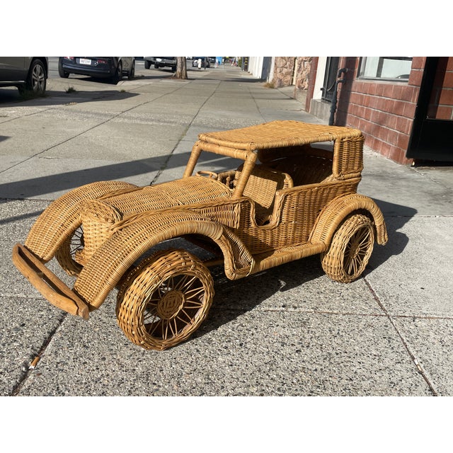 Giant Vintage Wicker and Rattan Luxury Automobile For Sale - Image 15 of 16