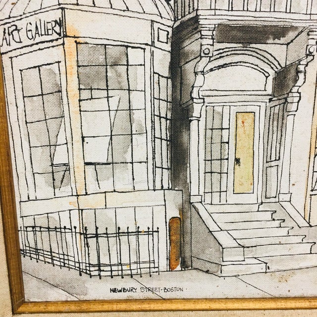 Realism 1970s "New England Brownstone" Modernist Architectural Original Oil Painting, Framed For Sale - Image 3 of 6