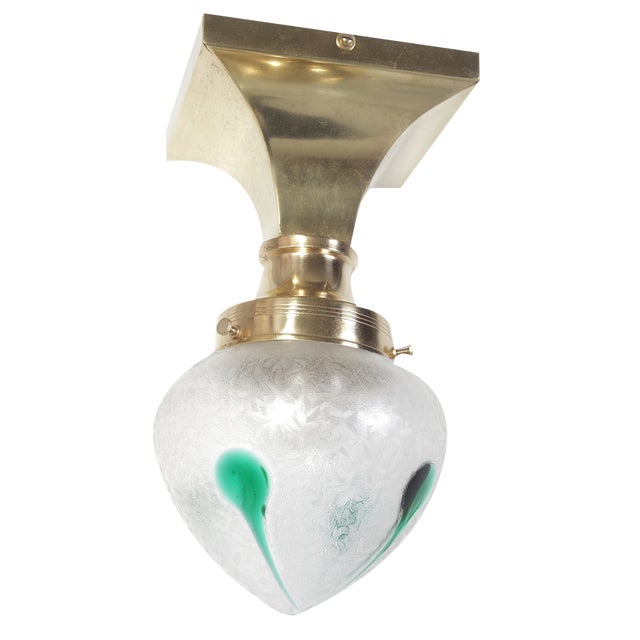 Art Nouveau Brass Ceiling Light, Former Czechoslovakia, 1920s For Sale