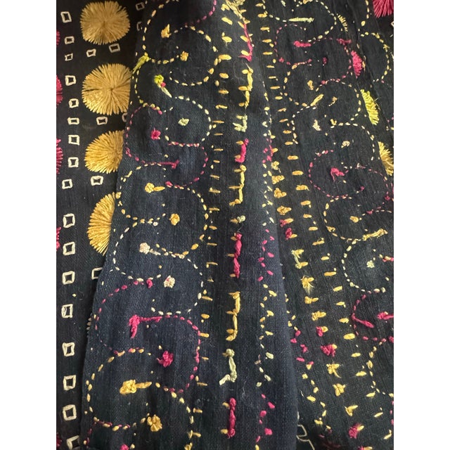 Antique Nilak Phulkari Silk Embroidered Textile, Punjab For Sale - Image 11 of 12