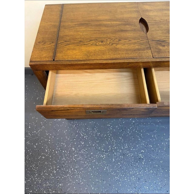 1970s Vintage Flip-Top Rolling Dry Bar Cabinet Attributed to Henredon For Sale - Image 5 of 6