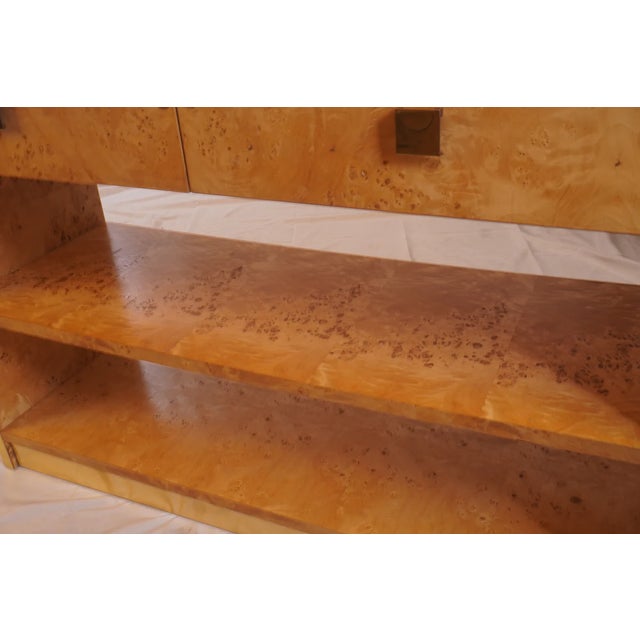 Vintage Milo Baughman Style BURLwood Server With Brass Details by Thomasville For Sale In New York - Image 6 of 11