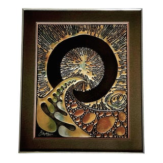 Joel Zaretsky Signed Mixed Media Abstract Wall Art Framed 24x20 Textured For Sale