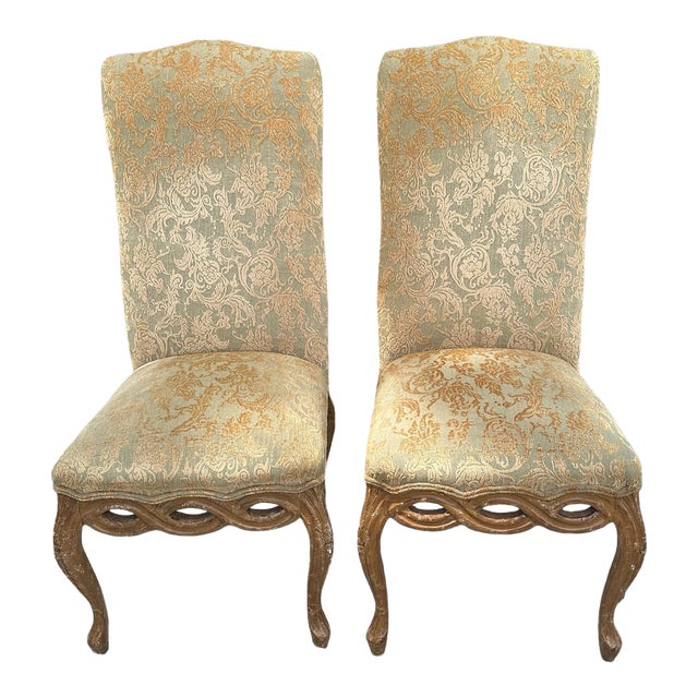 1930s French 4 Pretzel Ribbon Back French Hollywood Regency French Provincial Rococo Dining Chairs- Set of 2 For Sale