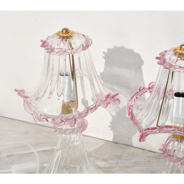 1970s Pink Table Lamps in Murano Glass - Set of 2 For Sale - Image 12 of 15