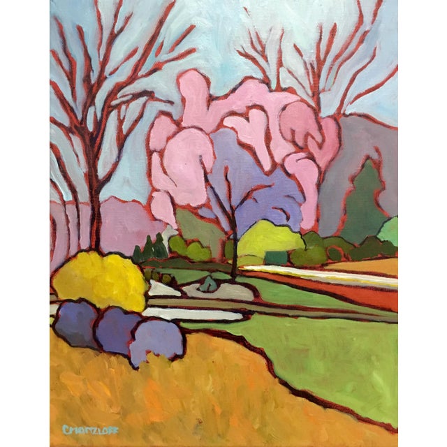 "Spring Landscape" Original Fauvist Landscape Painting by Catherine Martzloff For Sale