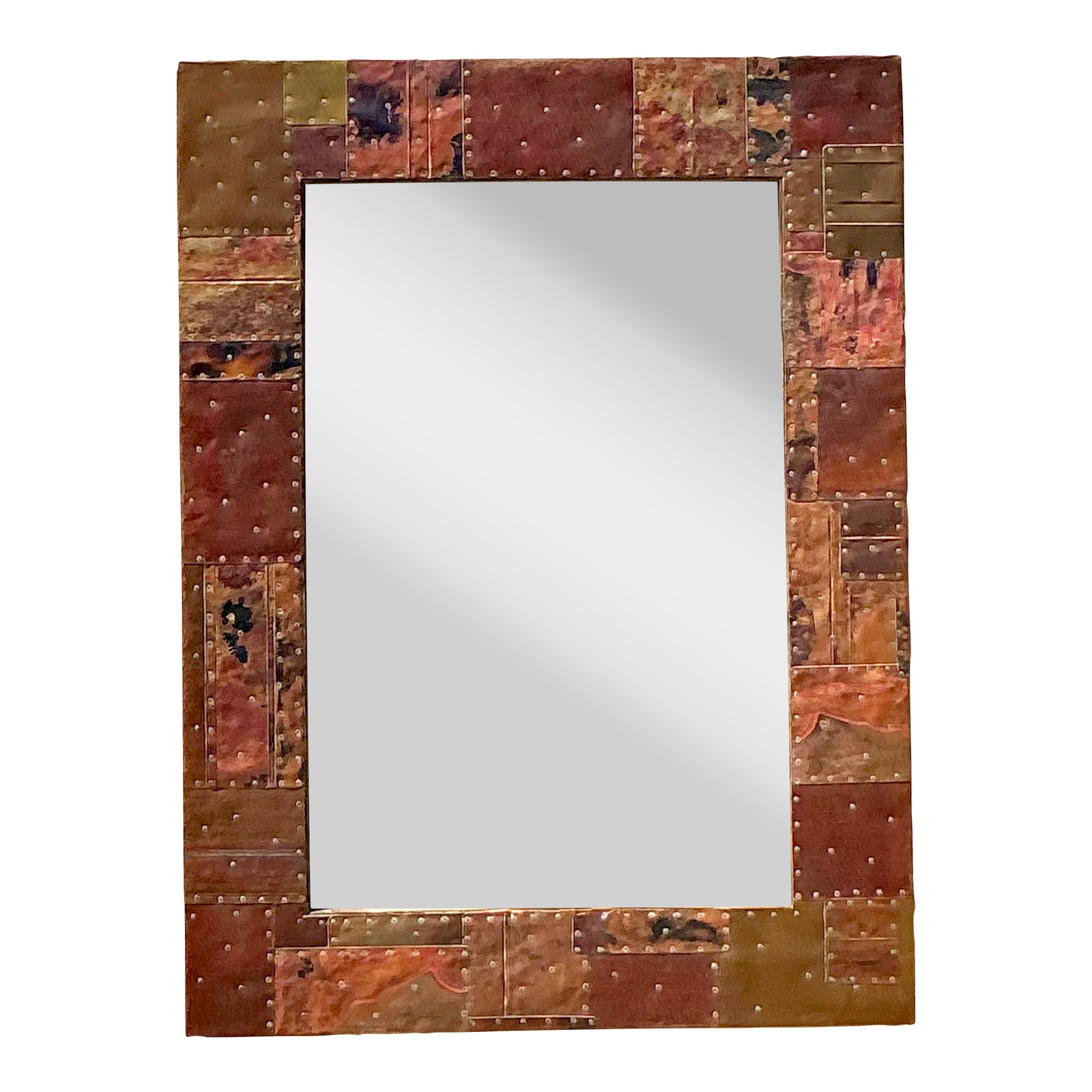 Vintage Boho Patchwork Metal Mirror | Chairish