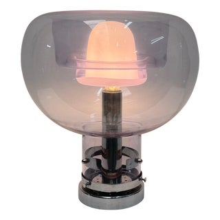 Hand Blown Glass and Chrome Table Lamp by Toni Zuccheri, 1970s For Sale