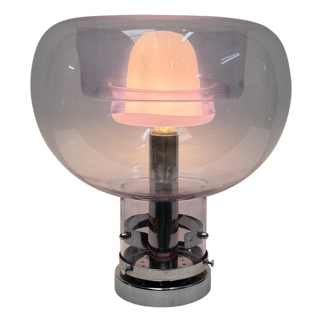 Hand Blown Glass and Chrome Table Lamp by Toni Zuccheri, 1970s For Sale