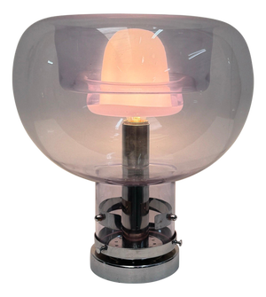 Hand Blown Glass and Chrome Table Lamp by Toni Zuccheri, 1970s