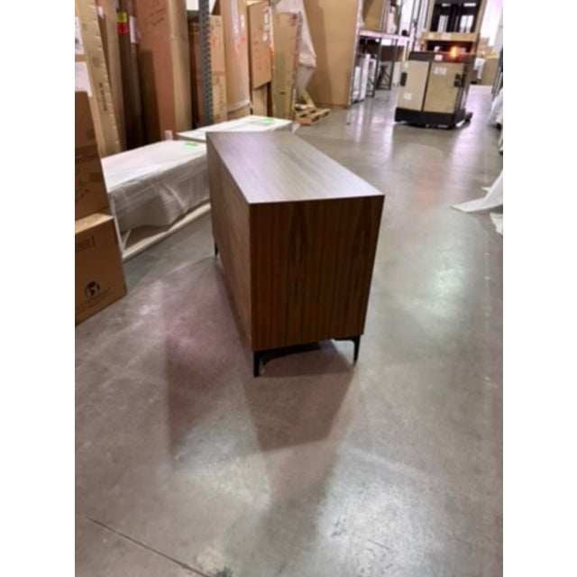 Wood One-of-a-Kind Walnut Art Credenza With Hand-Painted Doors — In Stock in Florida For Sale - Image 7 of 7