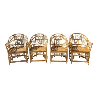 Brighton Pavillion Style Vintage Rattan Chairs- Set of 4 For Sale