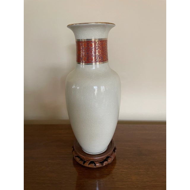 Vintage Late 20th Century Satsuma Vase With Butterflies and Brightly Colored Flowers For Sale In Atlanta - Image 6 of 13