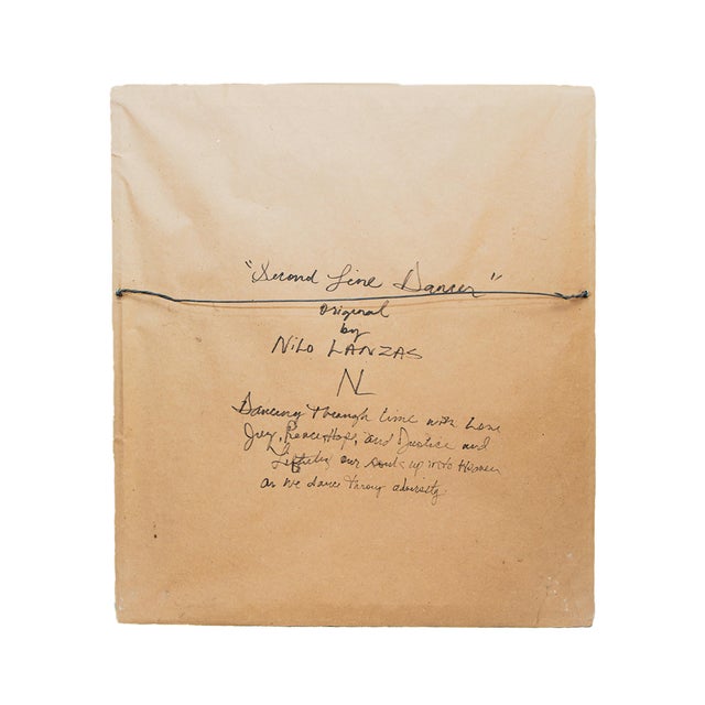 Original oil on board by Nilo Lanzas, a New Orleans folk artist The painting is titled on the back SECOND LINE DANCER...