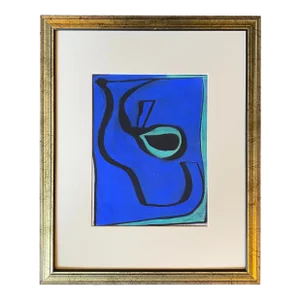 1991 Abstract Chalk Drawing on Paper by Satori Gregorakis, Framed