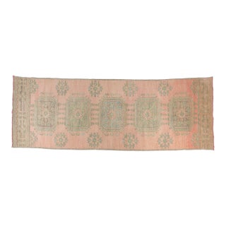 1960s Light Pink Low Pile Oushak Runner For Sale