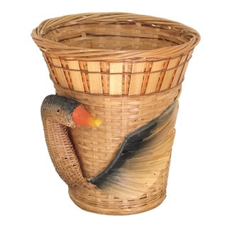 Vintage Chinese Black Swan Planter Basket For Sale
