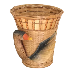 Vintage Chinese Black Swan Planter Basket