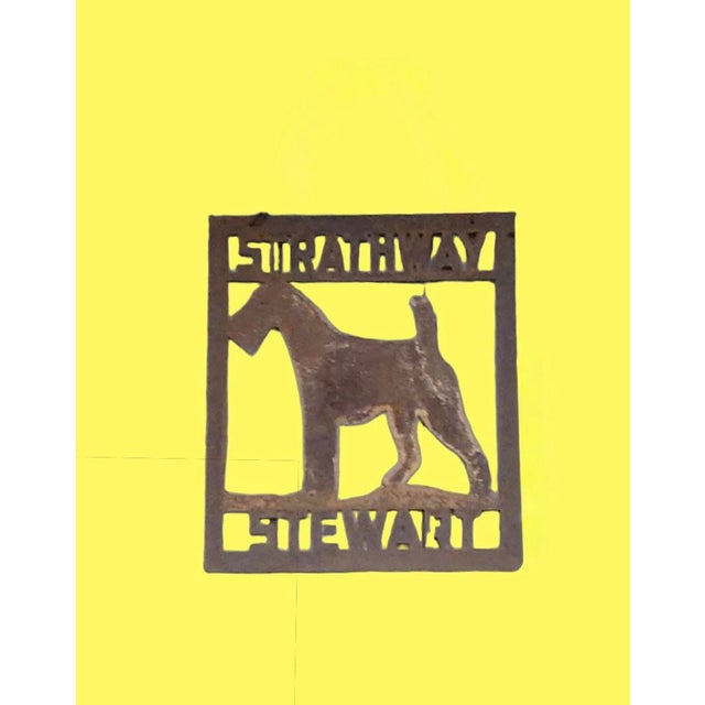 Metal Vintage Folk Art Metal Terrier Dog House Sign From 1915, 24” X 21” For Sale - Image 7 of 8