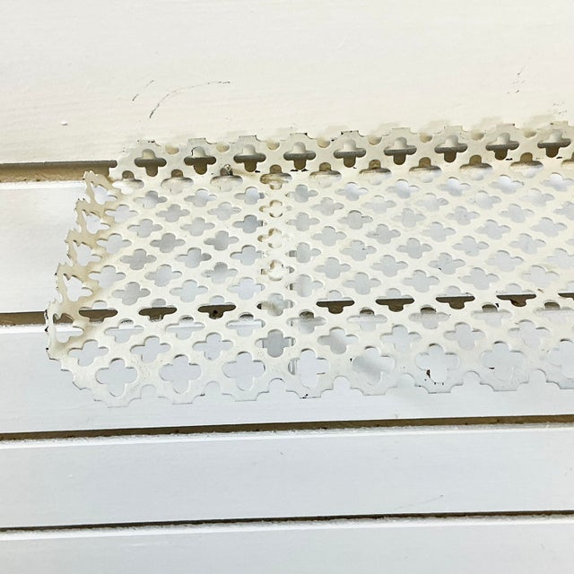1960s Mid-Century Boho Chic Pierced Metal Wall Mounted Shelf, White. For Sale - Image 13 of 15