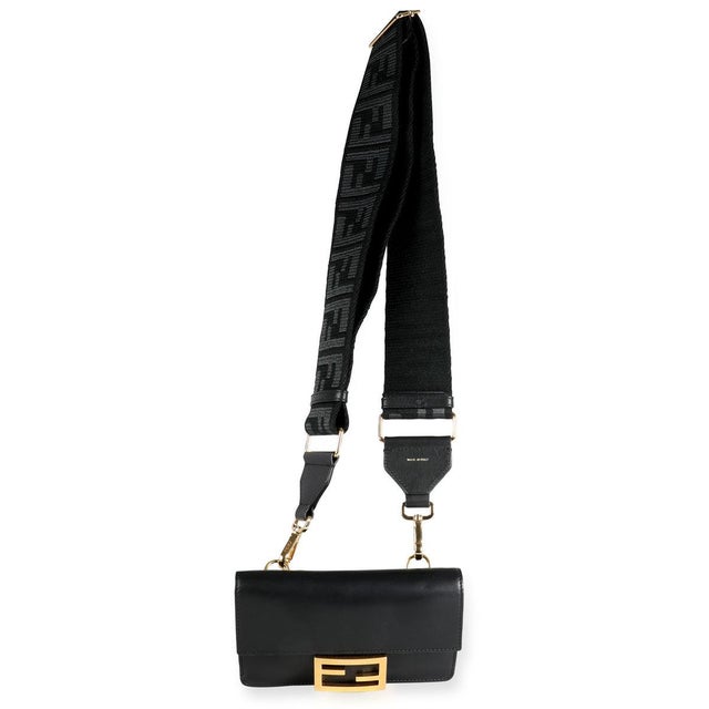 Contemporary Black Calfskin Mini Flat Baguette with Strap For Sale - Image 3 of 7