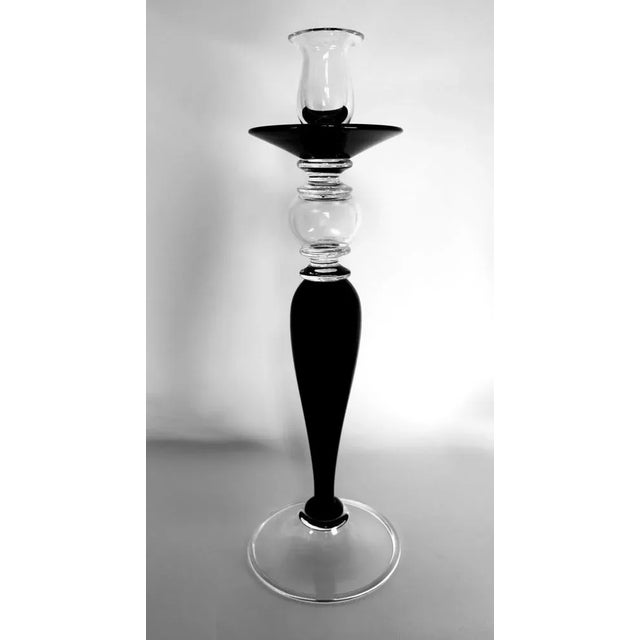 Art Deco Italian Black Crystal Candlesticks, 1985, Set of 2 For Sale - Image 10 of 13