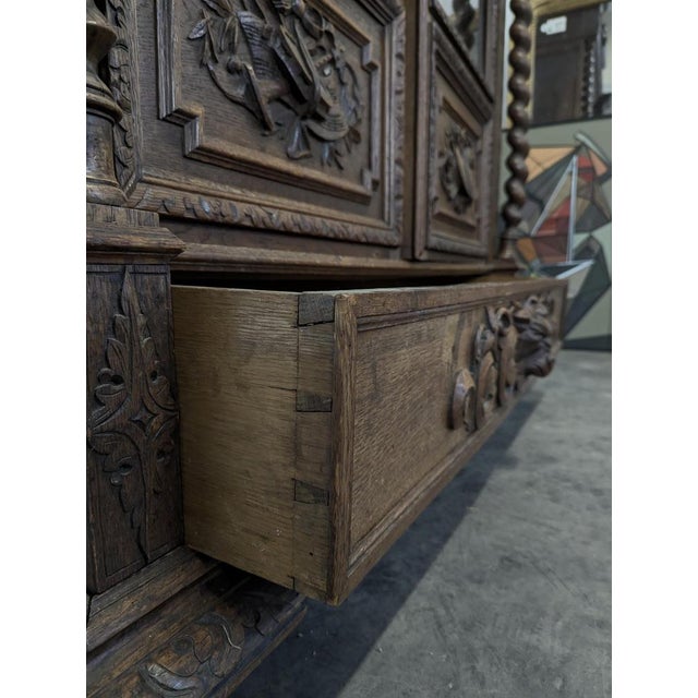 Louis XIII Style Glass-Fronted Bookcase in Oak For Sale - Image 3 of 11