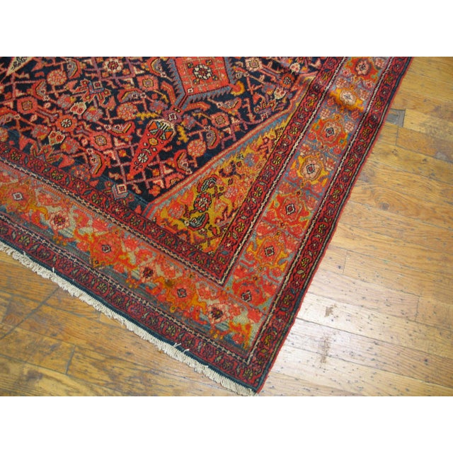 Early 20th Century 1900s Blue Navy Medallion Antique W. Persian Bibikabad Rug 5'6" X 6'8" Handknotted Wool Carpet For Sale - Image 5 of 6