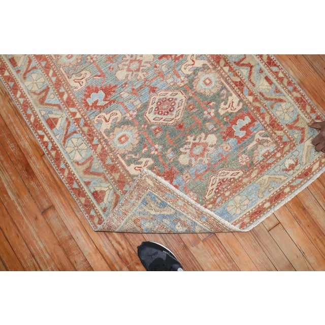 Blue Antique Zabihi Collection Persian Malayer Blue Runner - 3'4" x 8'8" For Sale - Image 8 of 8