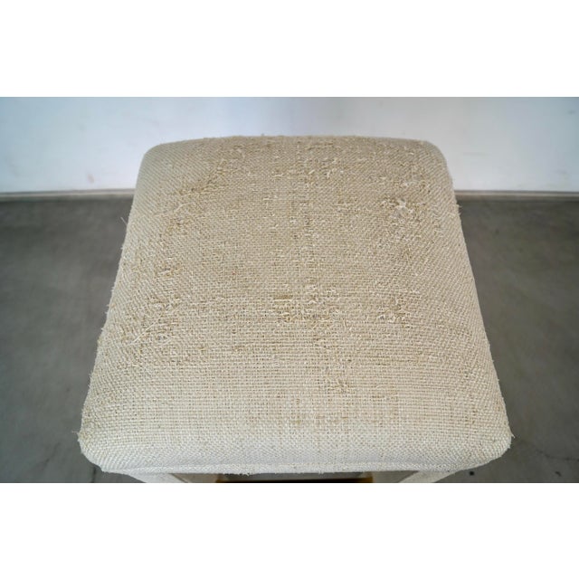 Off-white 1970’s Hollywood Regency Milo Baughman Style Parsons Bar Stool For Sale - Image 8 of 12
