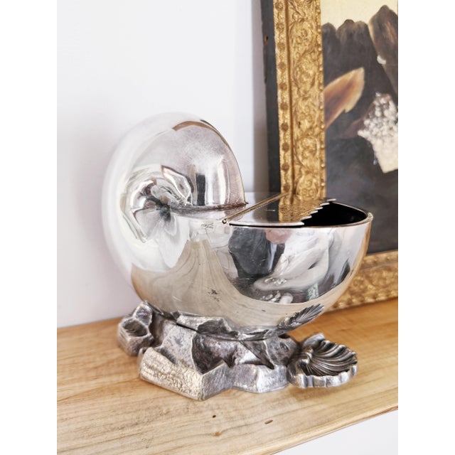English 1880s English Silver Plated Nautilus Spoon Warmer For Sale - Image 3 of 6