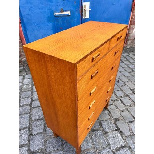 Tallboy Chest of Drawers in Oak with Double Handles by Holger Jensen for FDB Møbler For Sale - Image 3 of 11