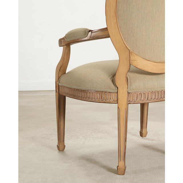 Set of Six Kreiss Louis XVI Style Cerused Oak Dining Armchairs For Sale - Image 17 of 18